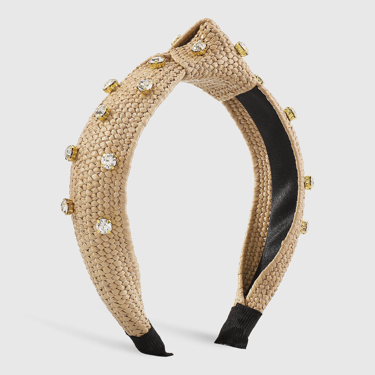 F5792 Raffia Rhinestone Topknot Headbands