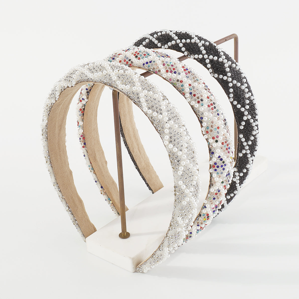 F5831 Faux Pearls Rhinestone Headbands