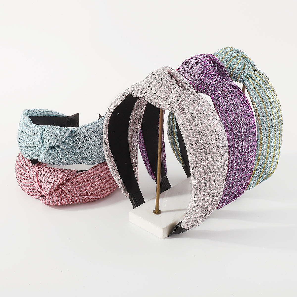 F5842 Shiny Metallic Top Knot Headbands