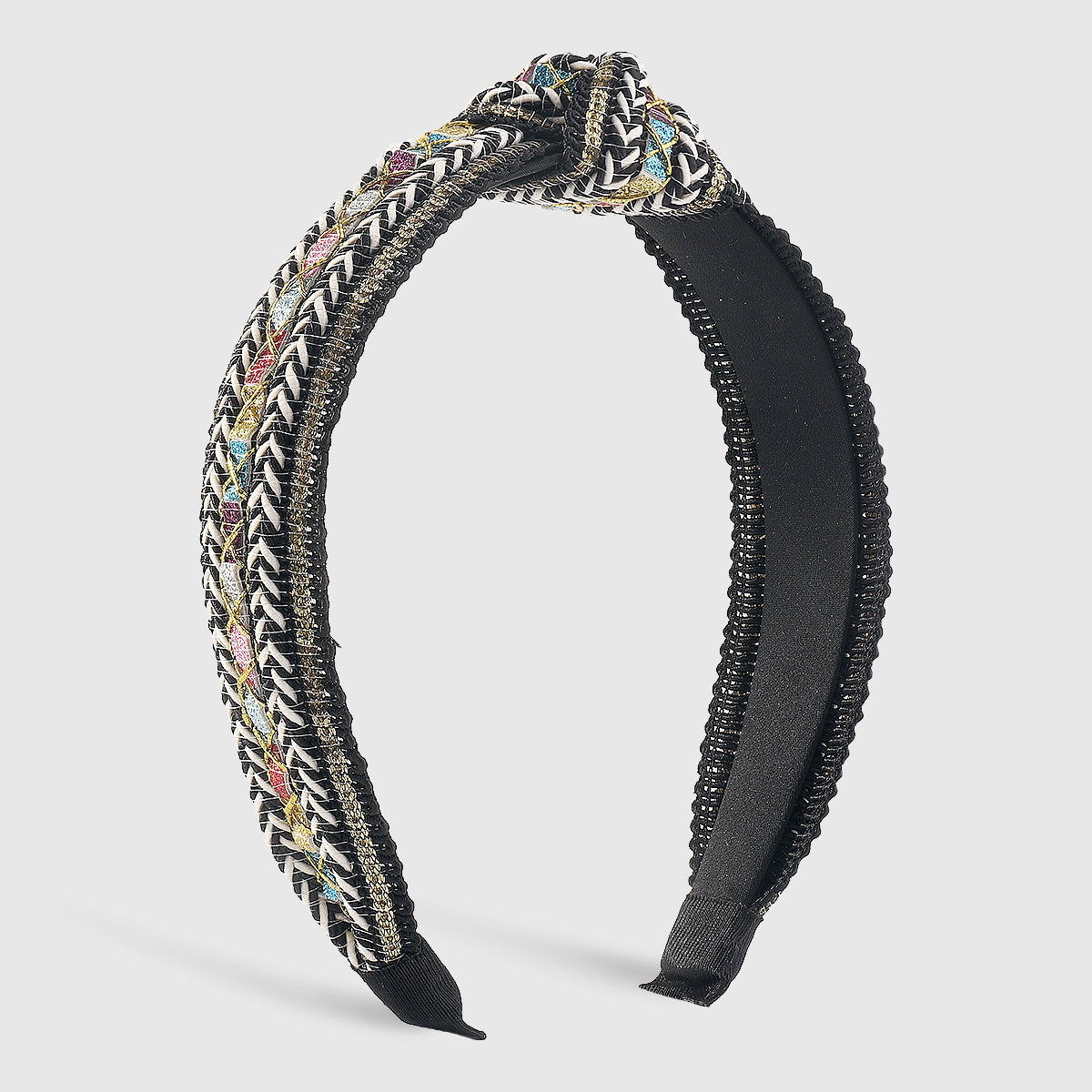 F5863 Bohemia Sequins Raffia Topknot Headband