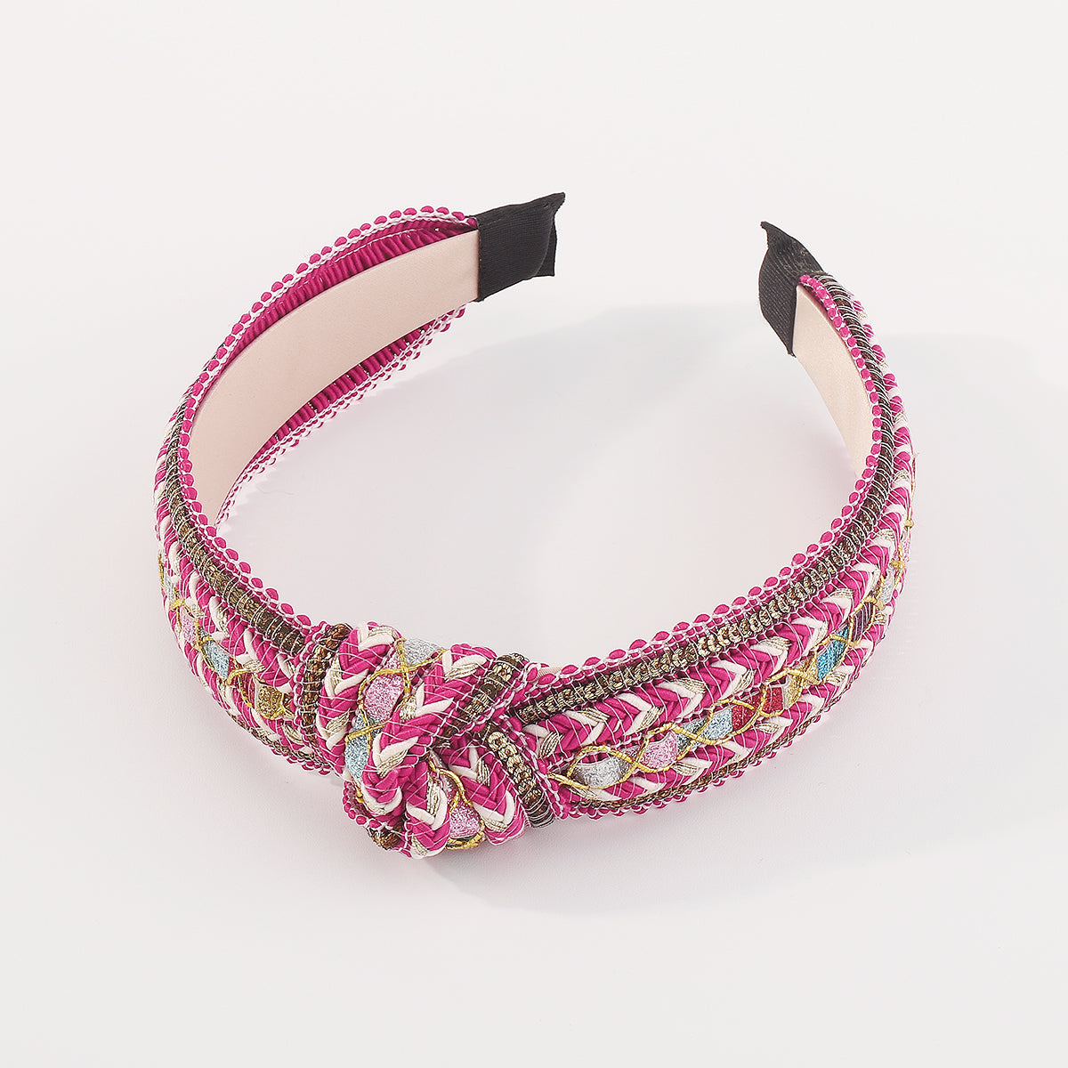 F5863 Bohemia Sequins Raffia Topknot Headband