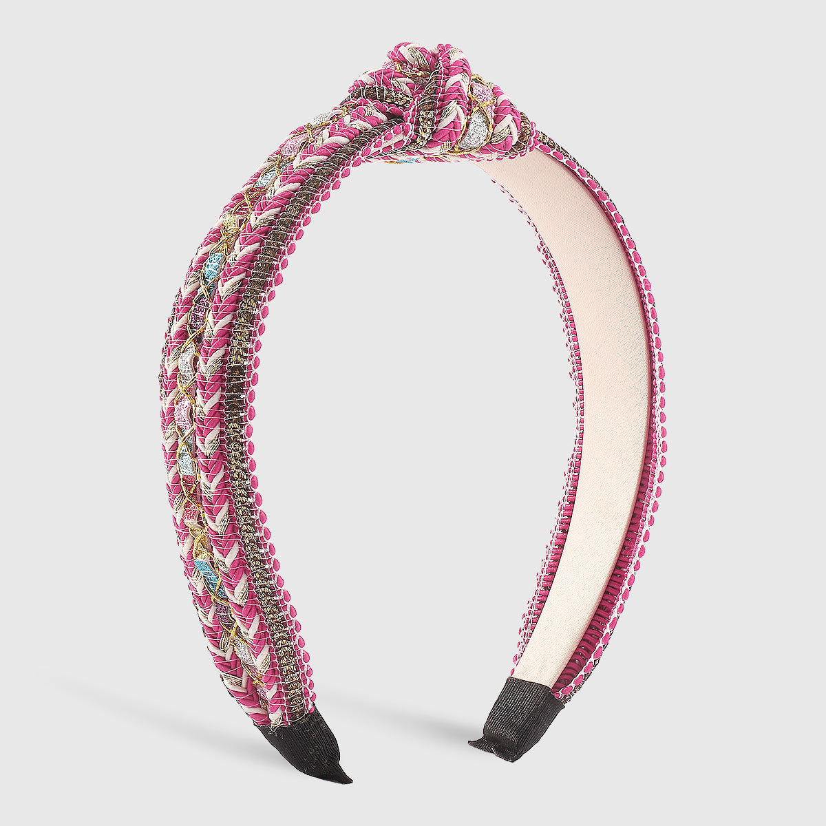 F5863 Bohemia Sequins Raffia Topknot Headband