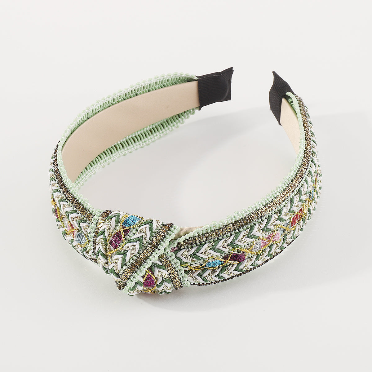 F5863 Bohemia Sequins Raffia Topknot Headband