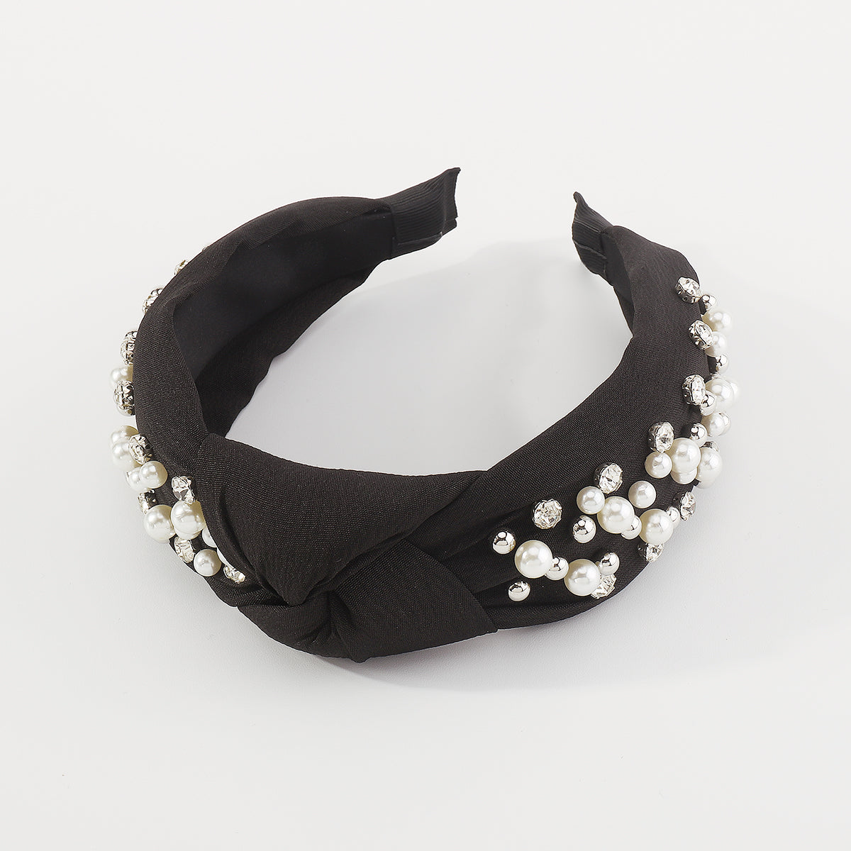 F5876 NEW Color Pearl Rhinestones Wide Topknot Headband
