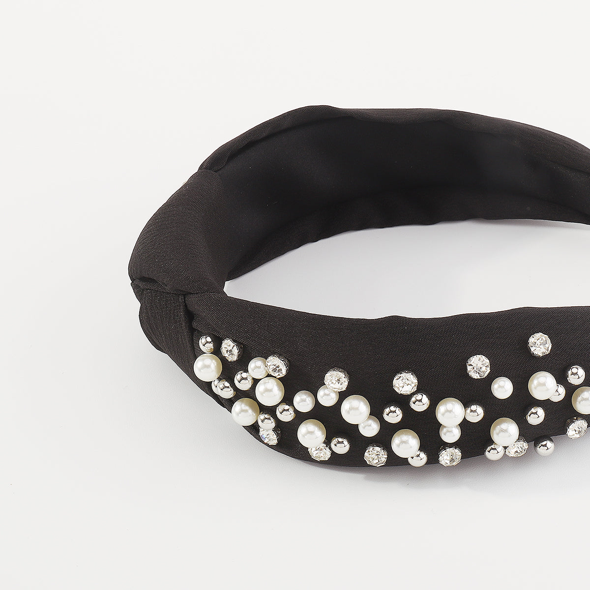 F5876 NEW Color Pearl Rhinestones Wide Topknot Headband
