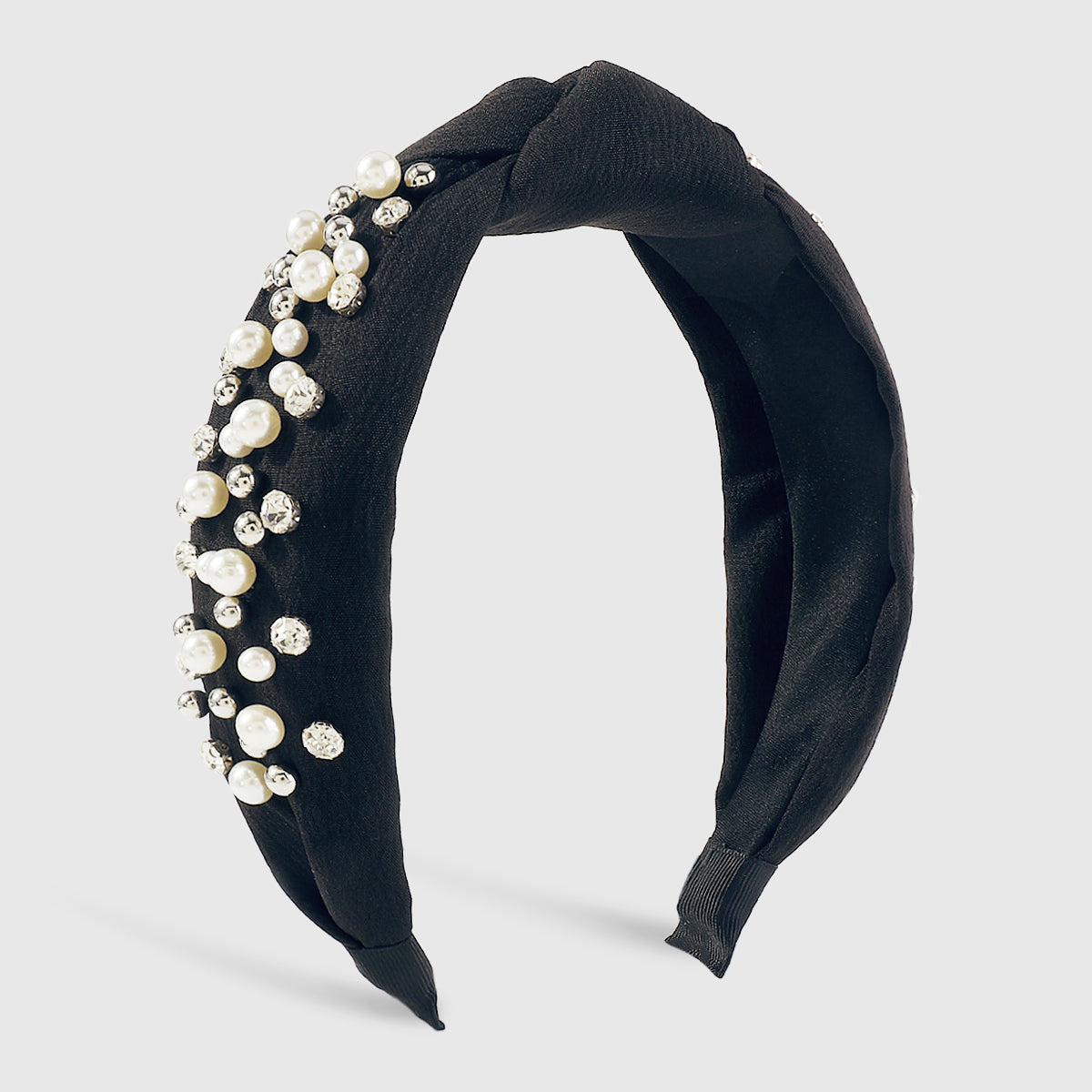 F5876 NEW Color Pearl Rhinestones Wide Topknot Headband