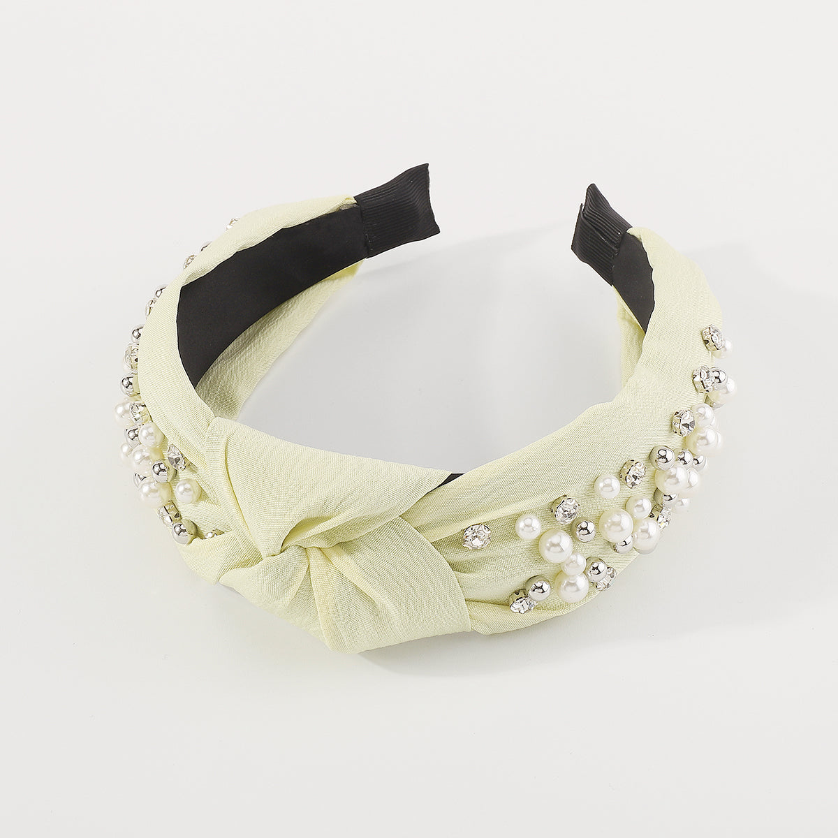 F5876 NEW Color Pearl Rhinestones Wide Topknot Headband