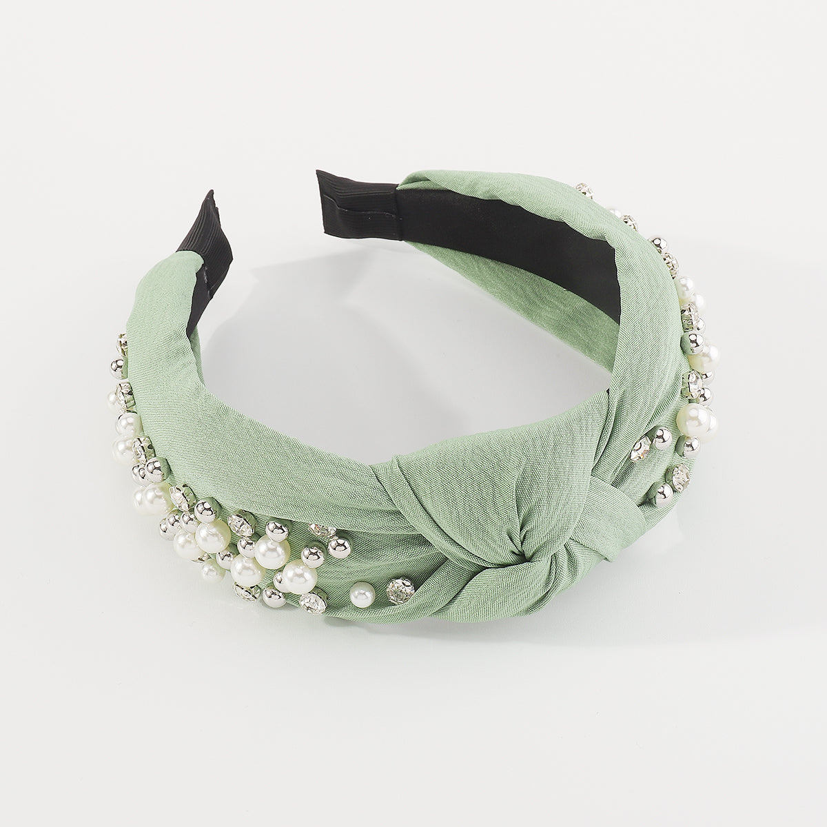 F5876 NEW Color Pearl Rhinestones Wide Topknot Headband