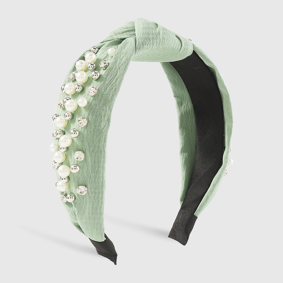 F5876 NEW Color Pearl Rhinestones Wide Topknot Headband