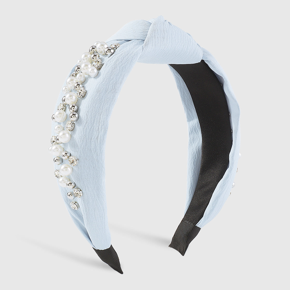 F5876 NEW Color Pearl Rhinestones Wide Topknot Headband