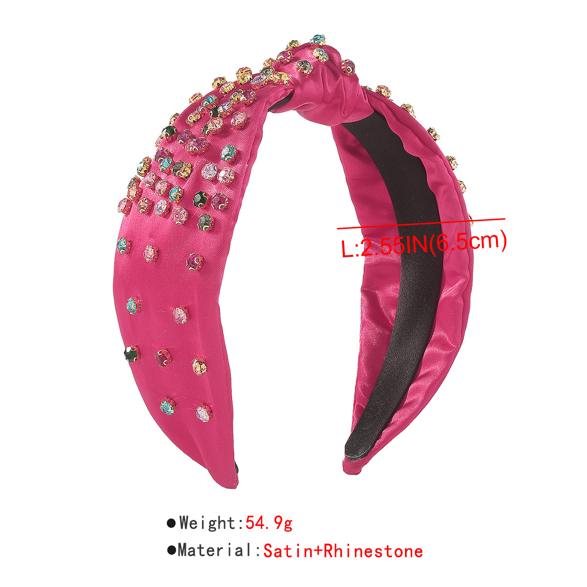 F5897 Satin Fabric Rainbow Crystal Topknot Headband
