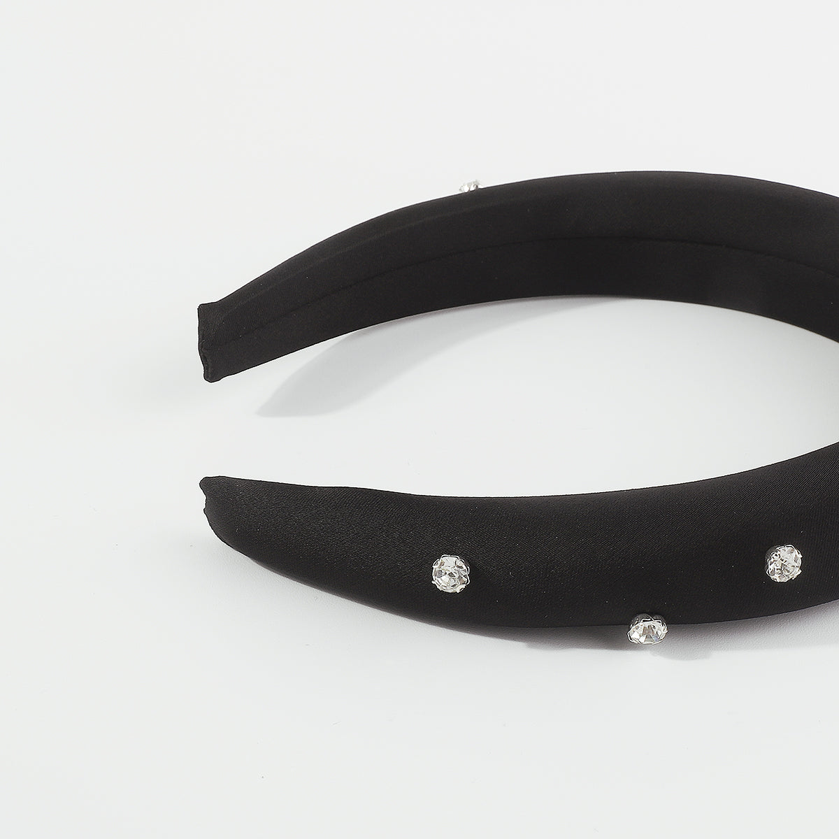 F5911 Shiny Satin Rhinestone Embellished Padded Headband