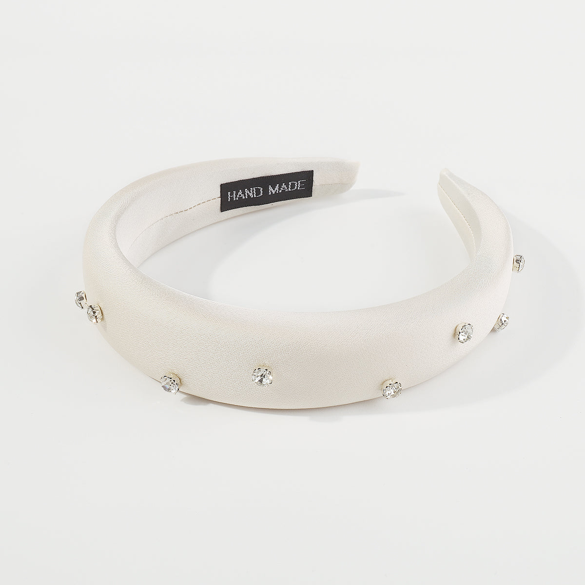 F5911 Shiny Satin Rhinestone Embellished Padded Headband