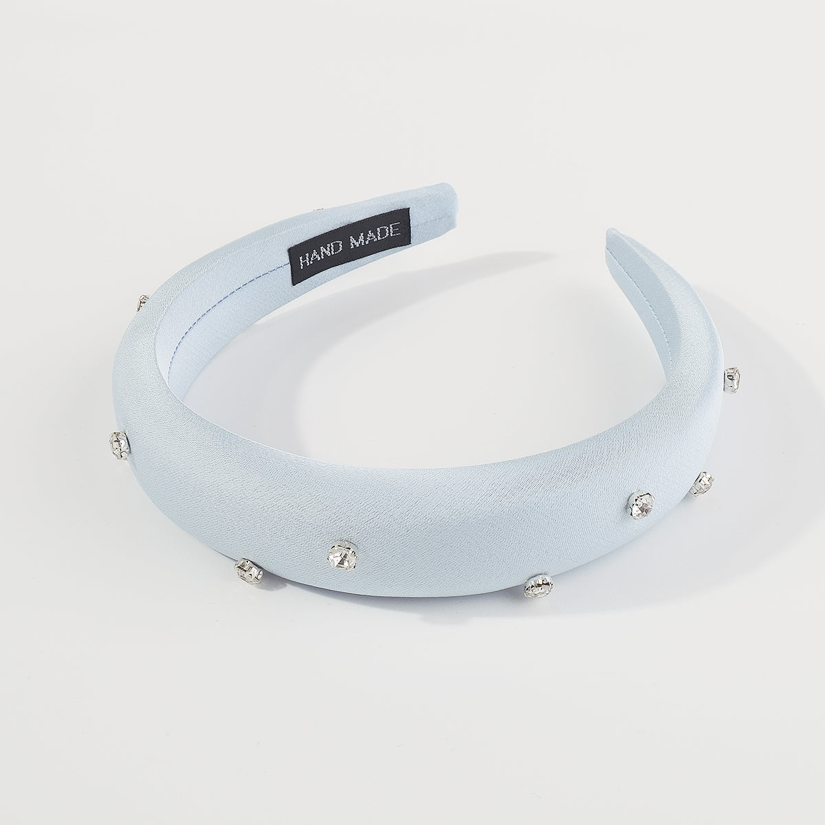 F5911 Shiny Satin Rhinestone Embellished Padded Headband