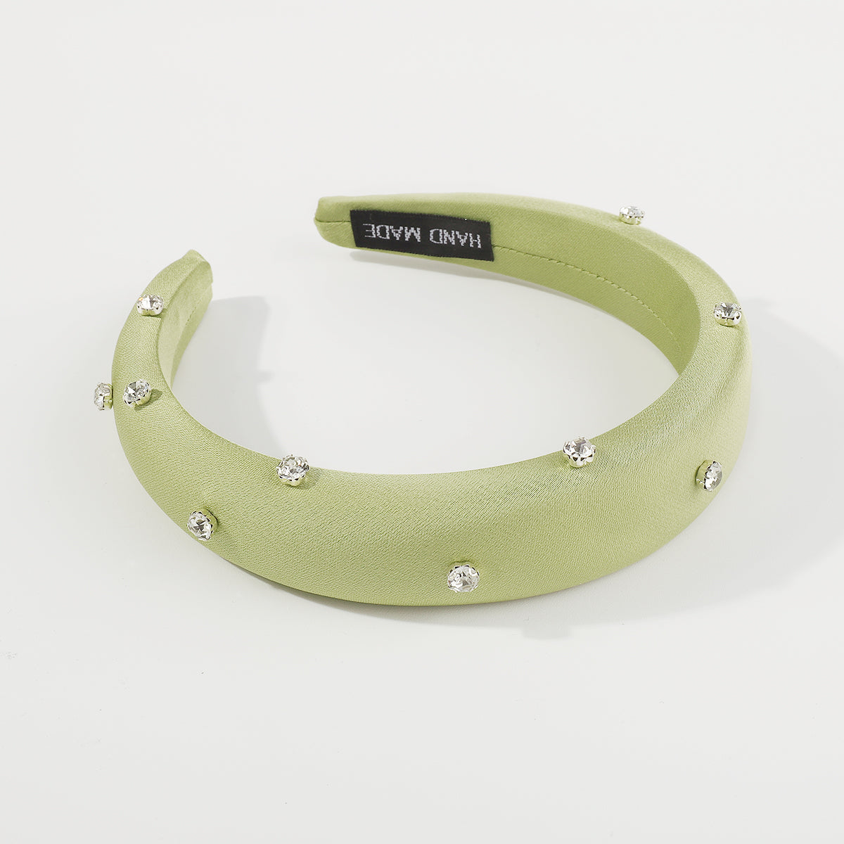 F5911 Shiny Satin Rhinestone Embellished Padded Headband