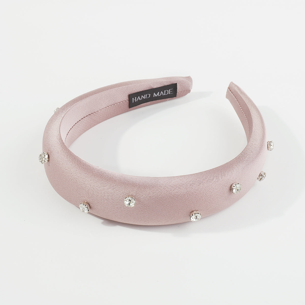 F5911 Shiny Satin Rhinestone Embellished Padded Headband