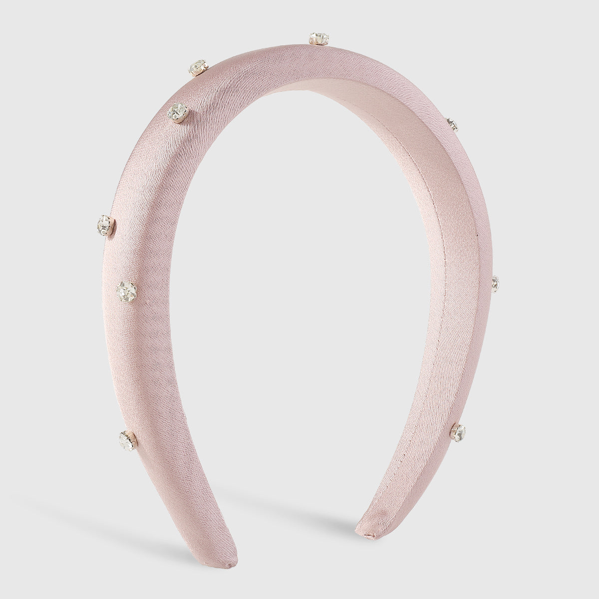 F5911 Shiny Satin Rhinestone Embellished Padded Headband
