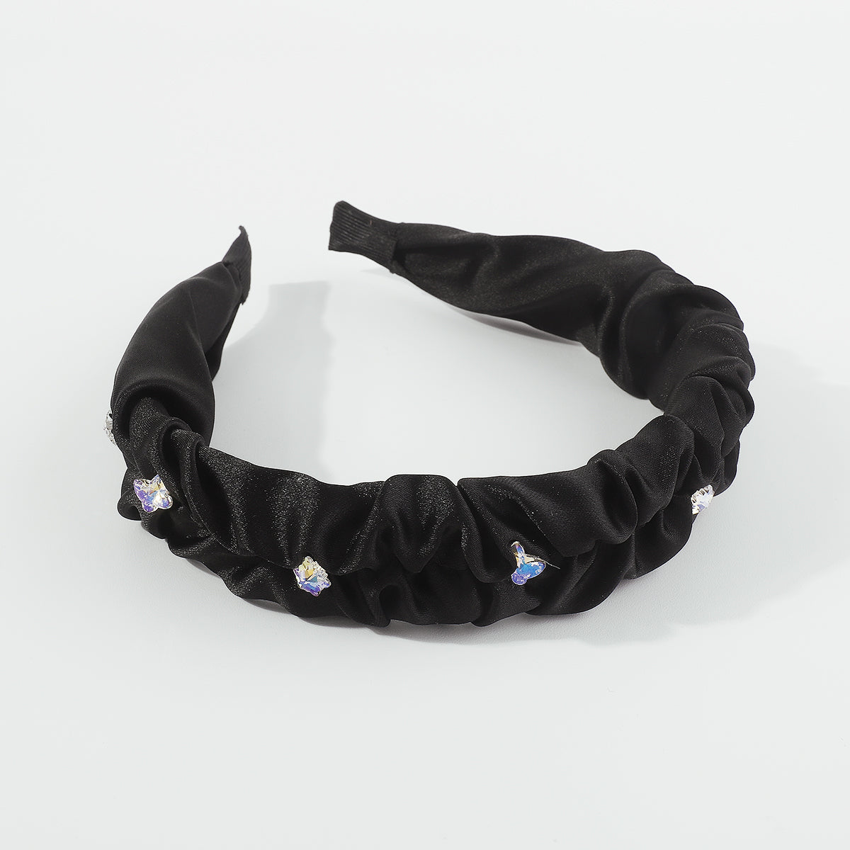 F5921 Satin With Rhinestone Ruched Headband