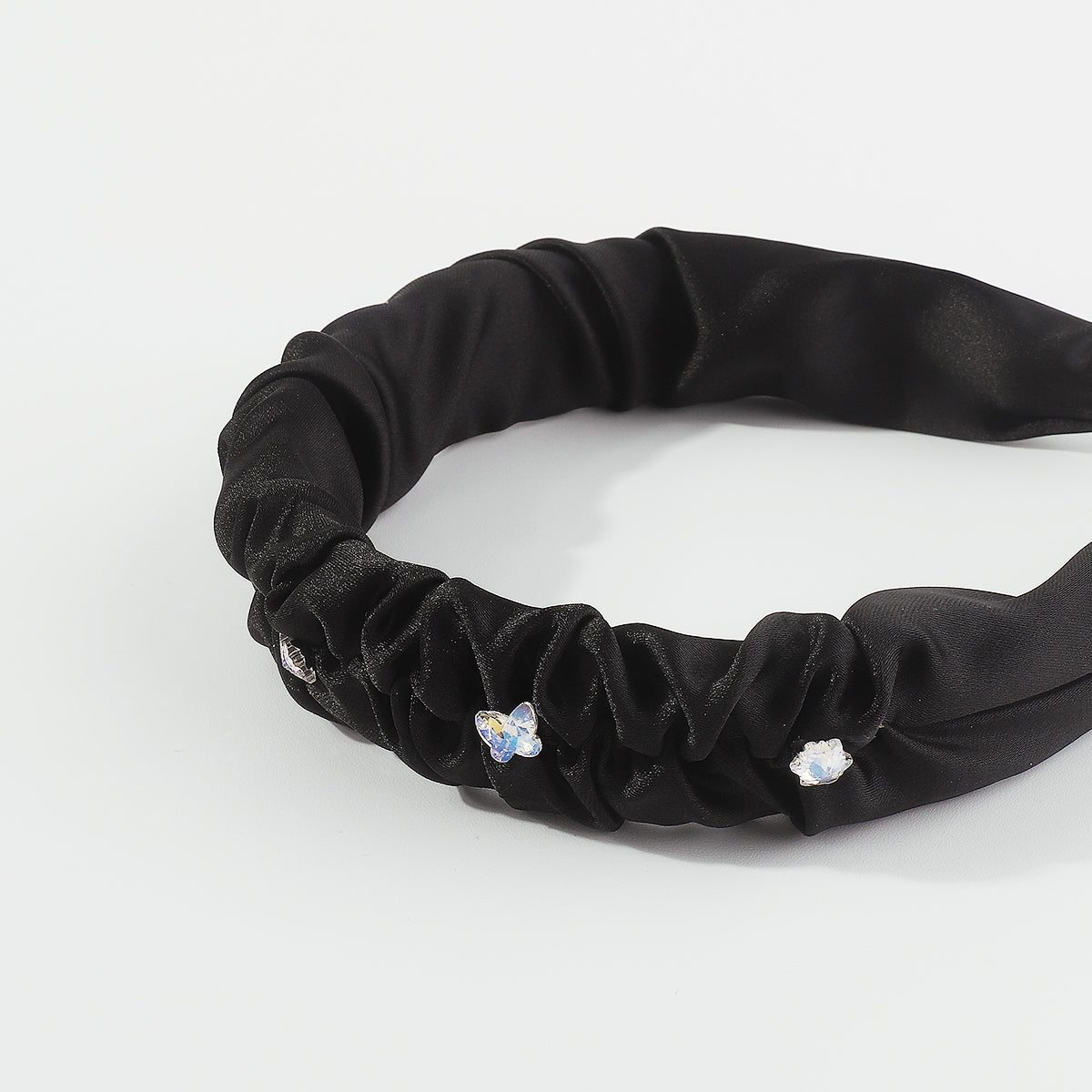 F5921 Satin With Rhinestone Ruched Headband