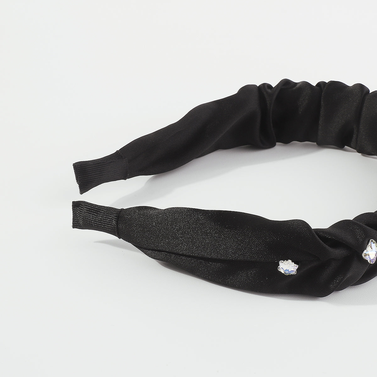 F5921 Satin With Rhinestone Ruched Headband