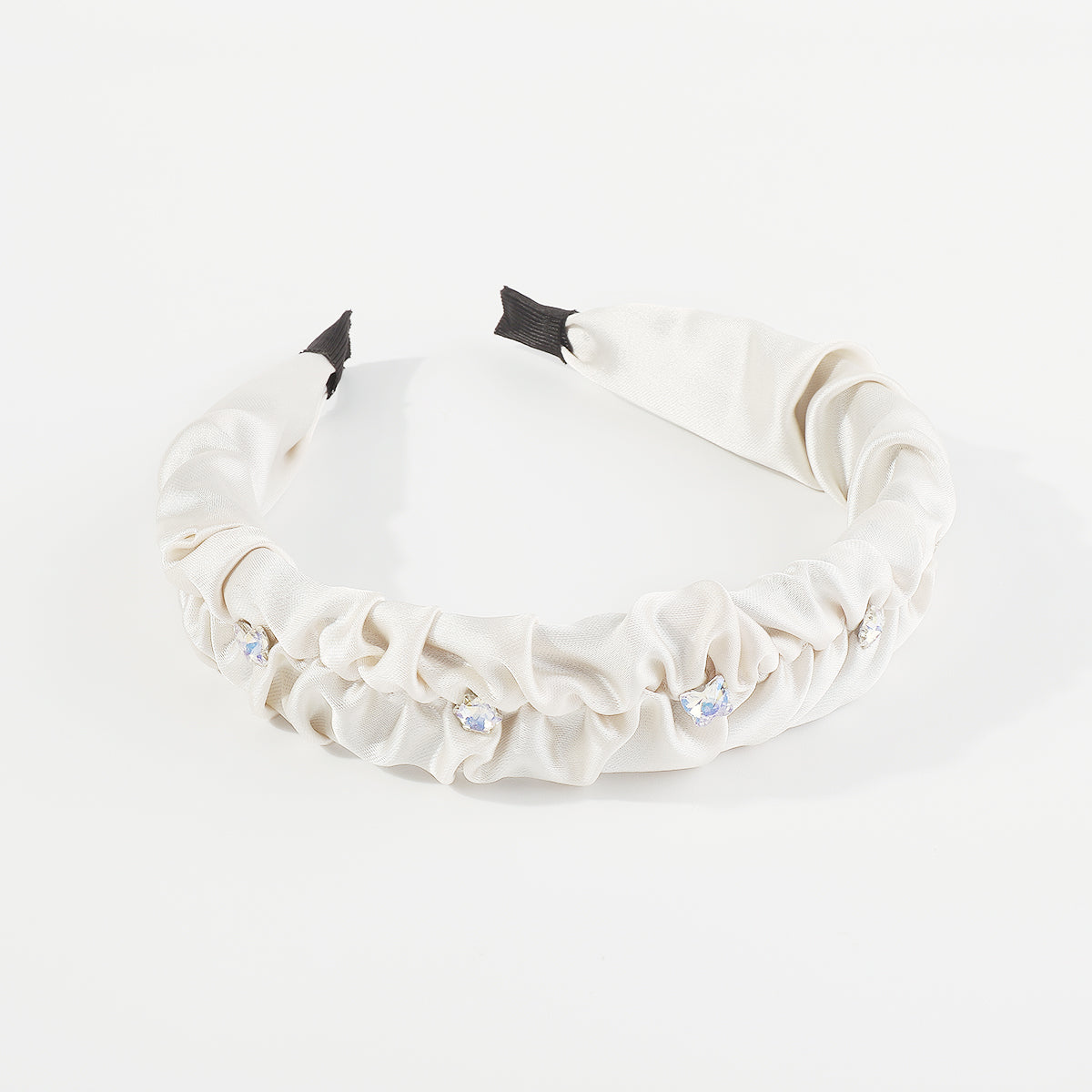 F5921 Satin With Rhinestone Ruched Headband