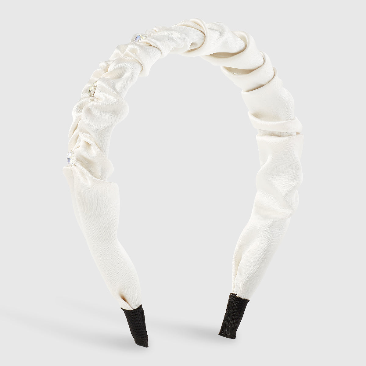 F5921 Satin With Rhinestone Ruched Headband