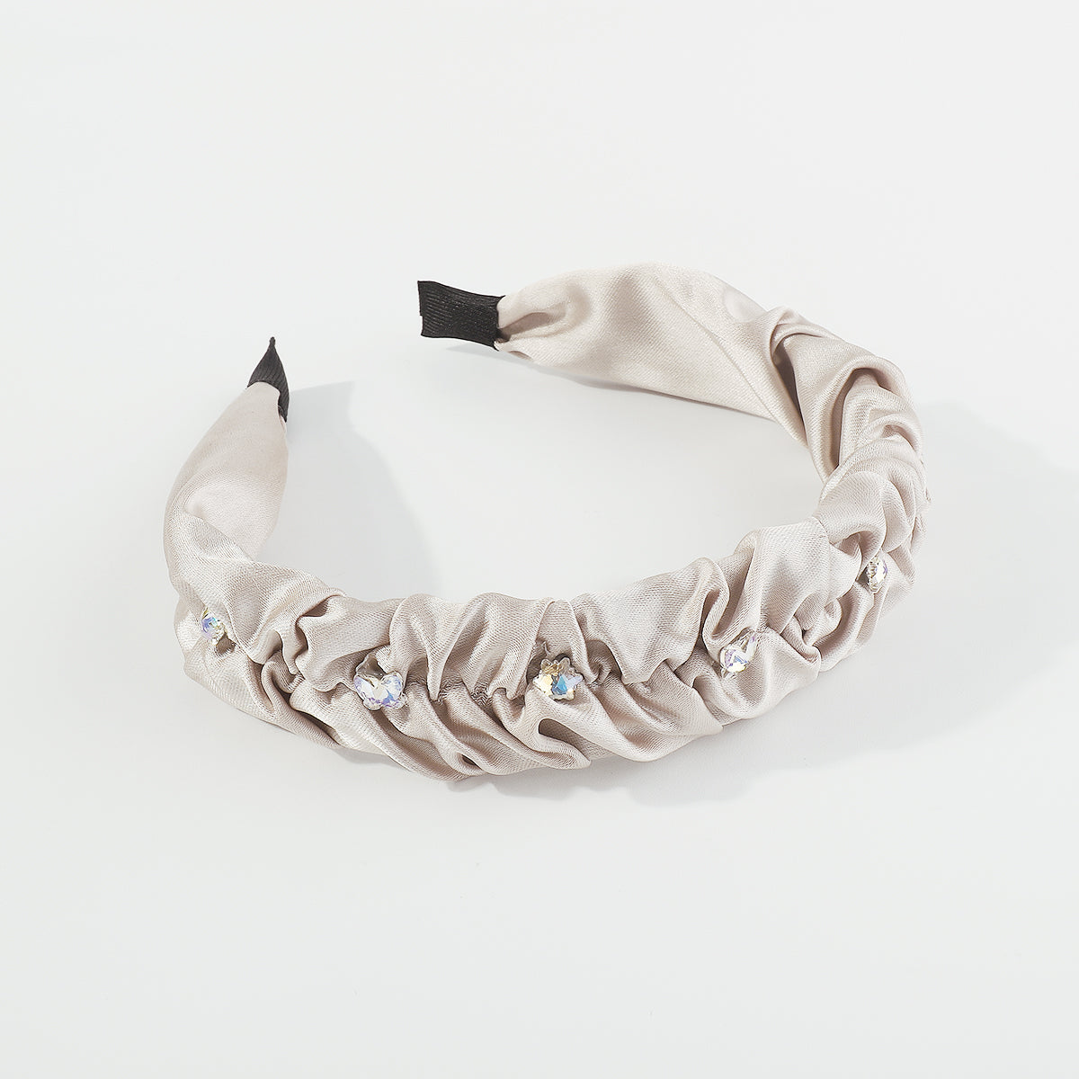 F5921 Satin With Rhinestone Ruched Headband