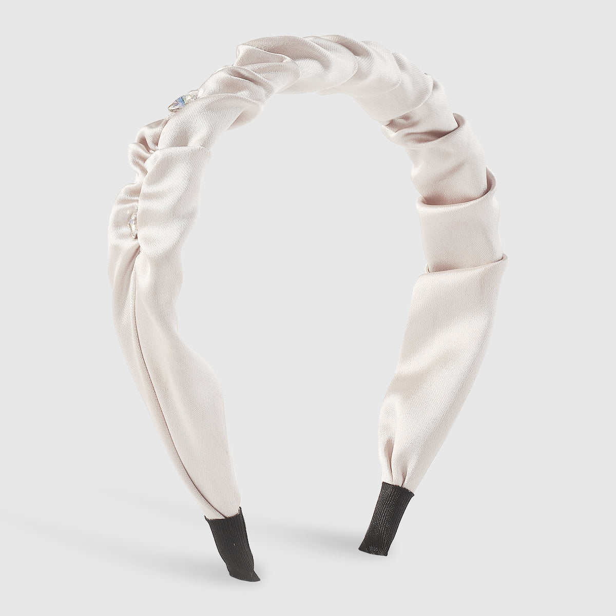 F5921 Satin With Rhinestone Ruched Headband