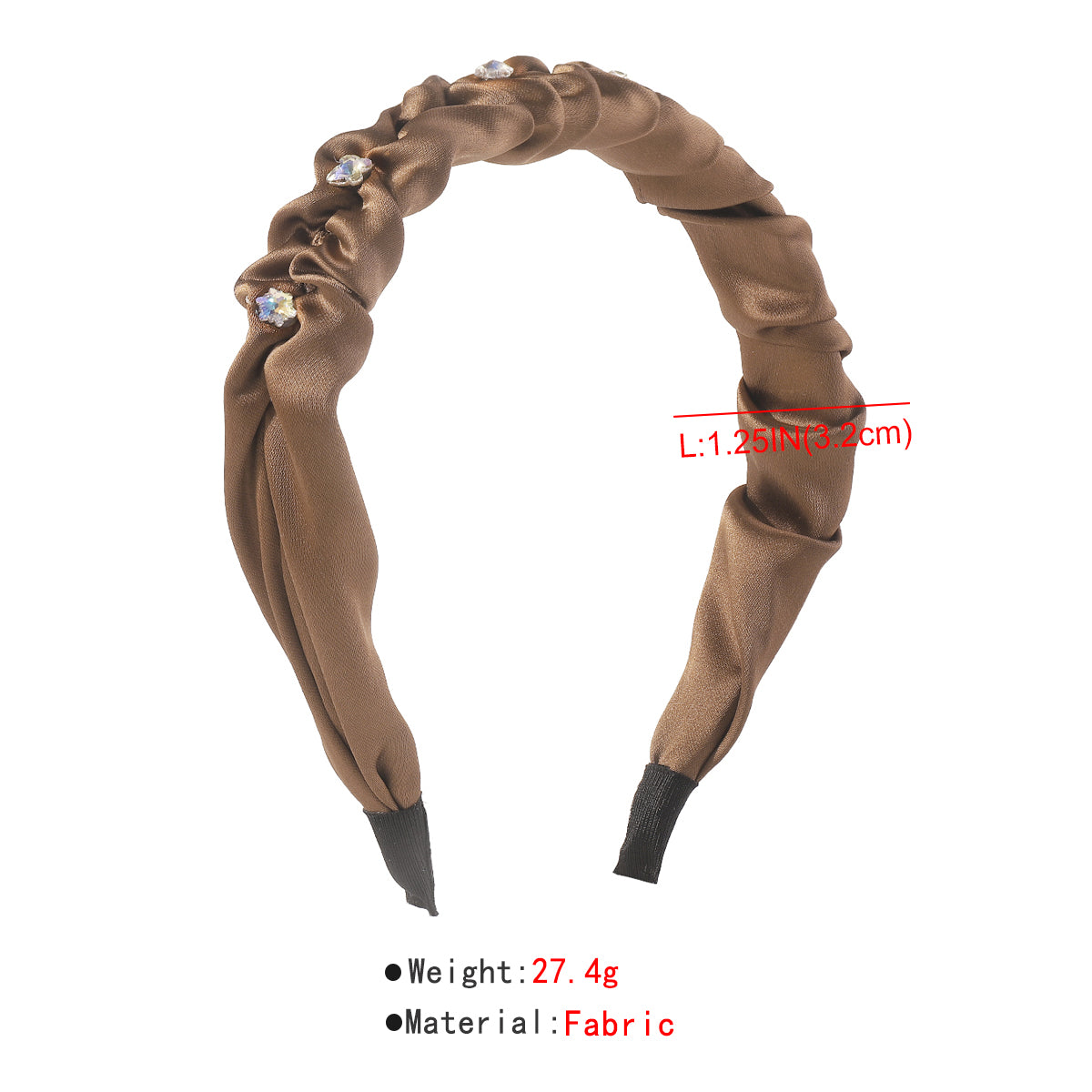 F5921 Satin With Rhinestone Ruched Headband