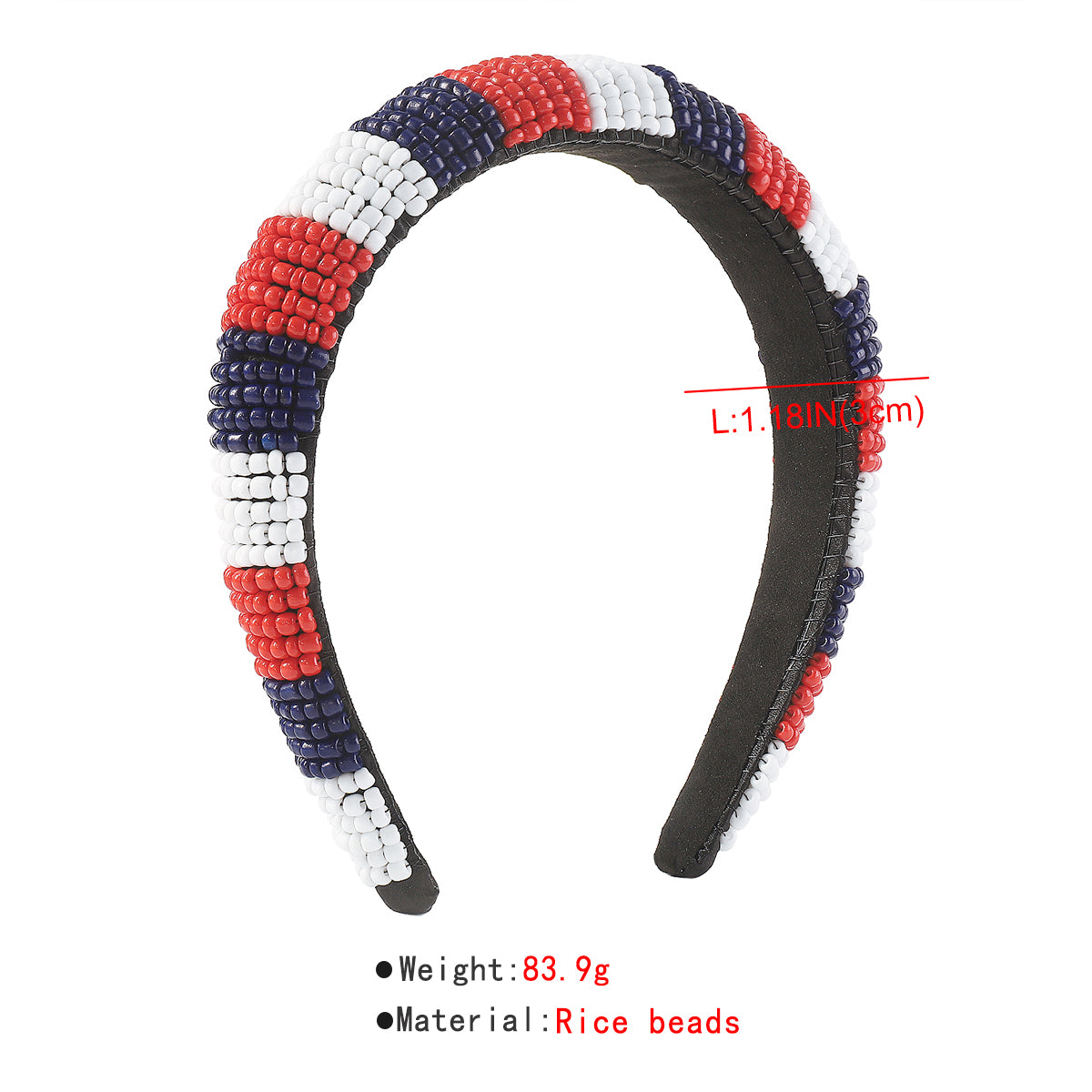 F5926 4th of July Resin Beads Padded Headbands