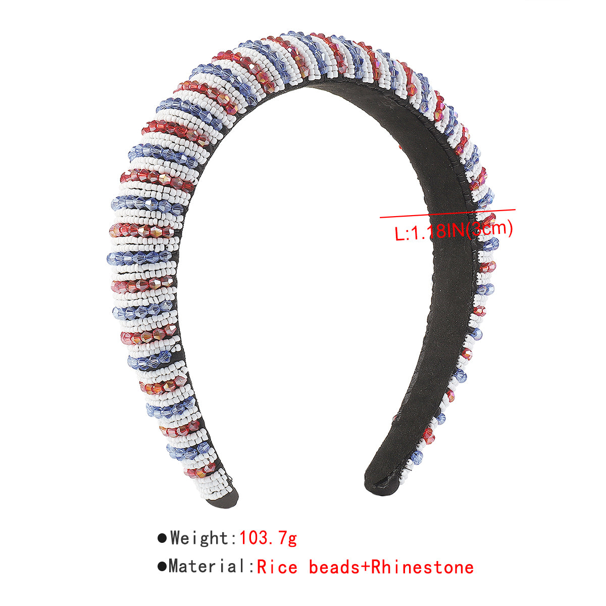 F5926 4th of July Resin Beads Padded Headbands