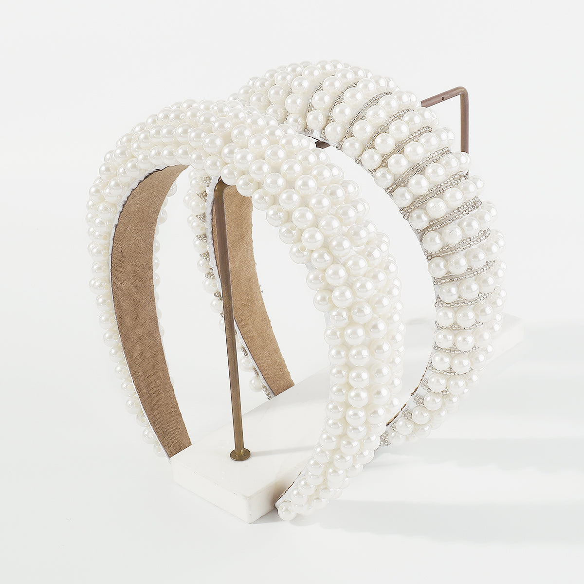 F5935 Full Pearls Padded Bridal Headbands