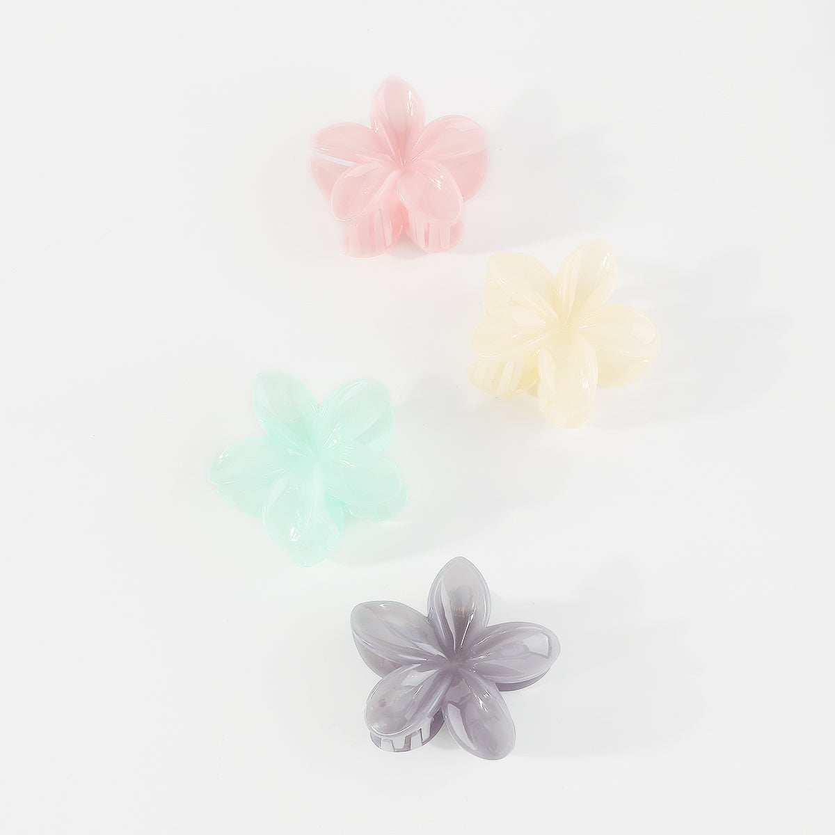 F5951 4 Pcs Summer Large Resin Flower Hair Claw Set