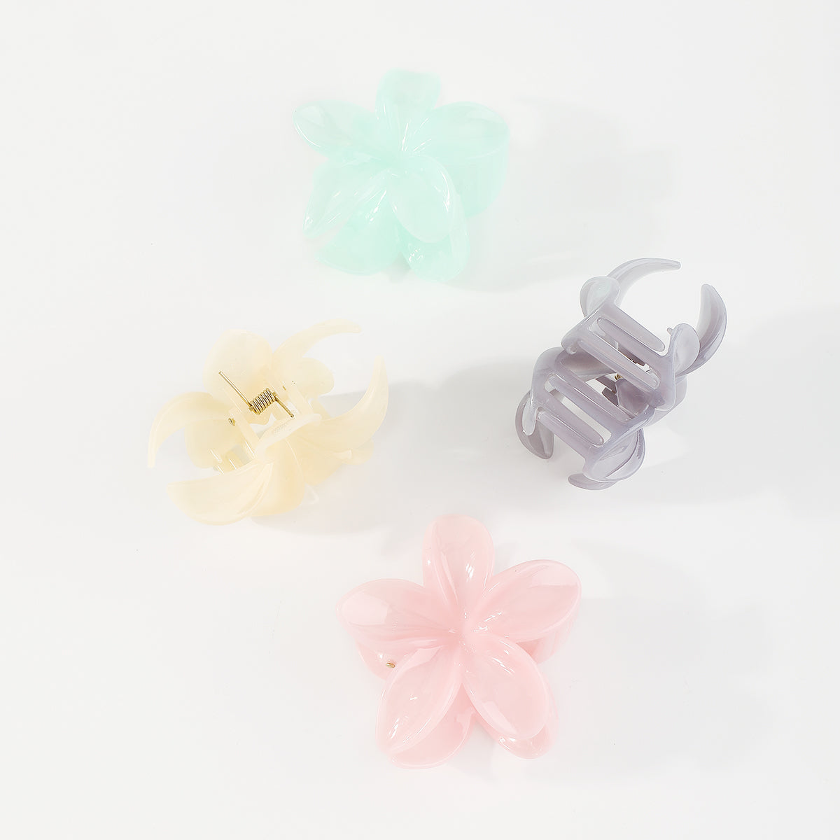 F5951 4 Pcs Summer Large Resin Flower Hair Claw Set