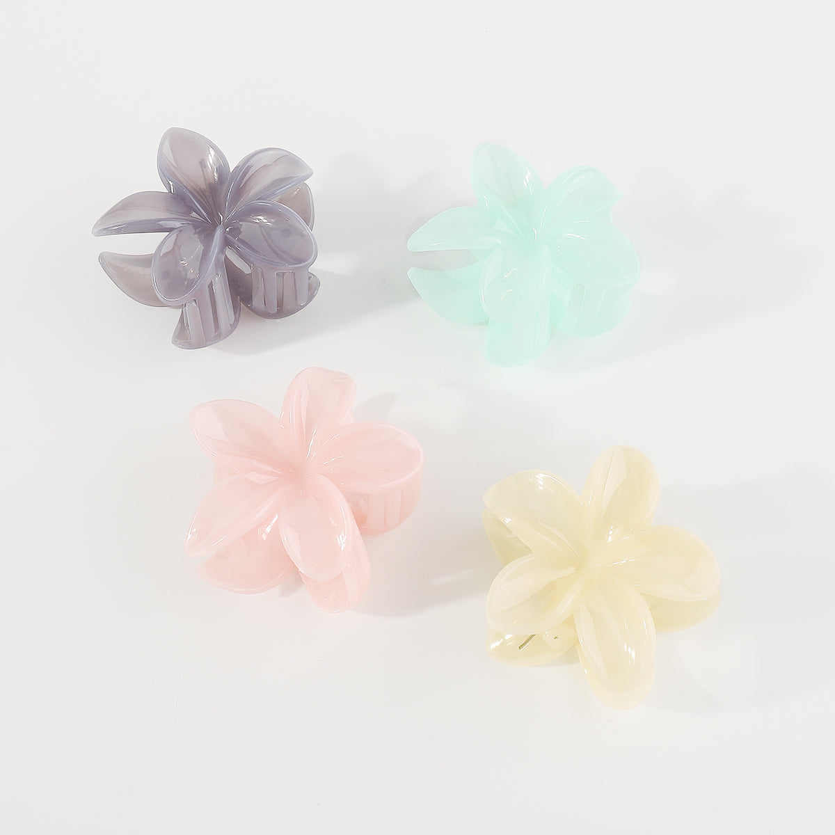 F5951 4 Pcs Summer Large Resin Flower Hair Claw Set
