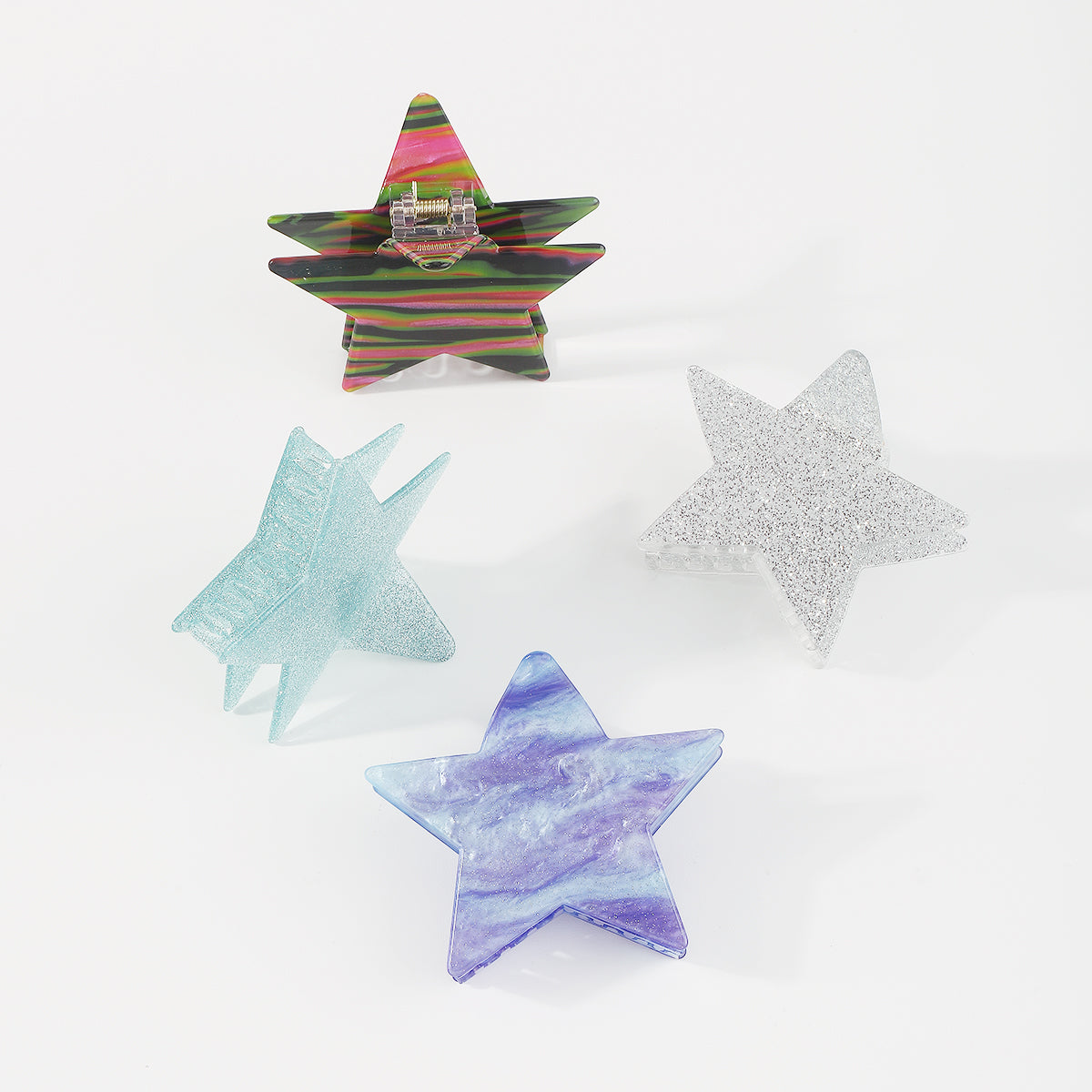 F5956 Larg Shiny Acrylic Star Hair Claw Clips