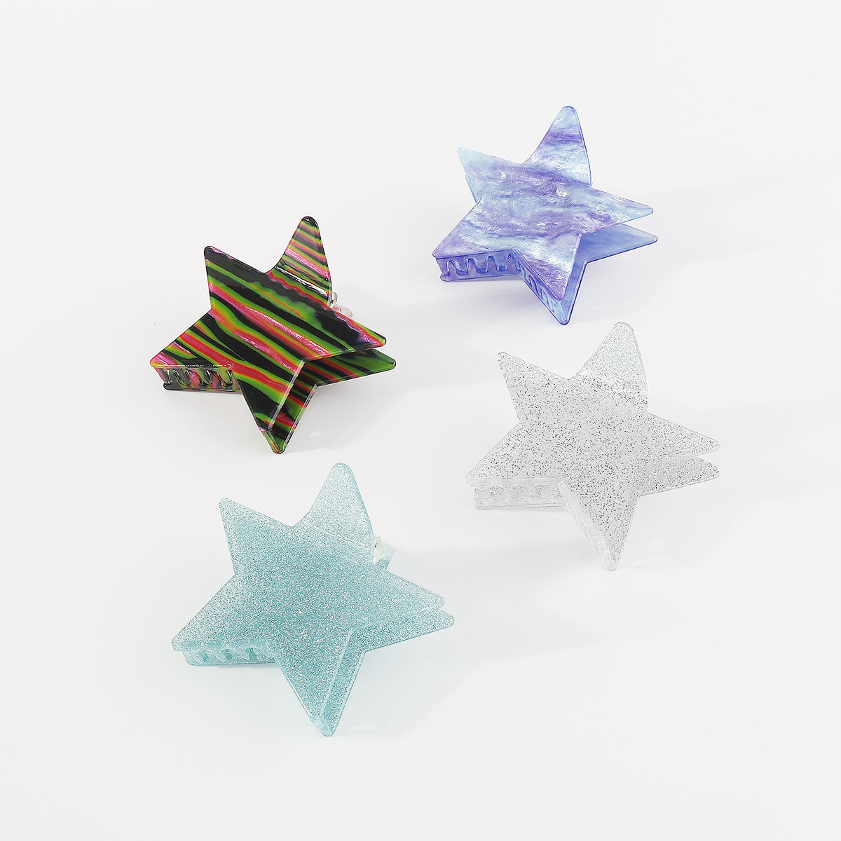 F5956 Larg Shiny Acrylic Star Hair Claw Clips