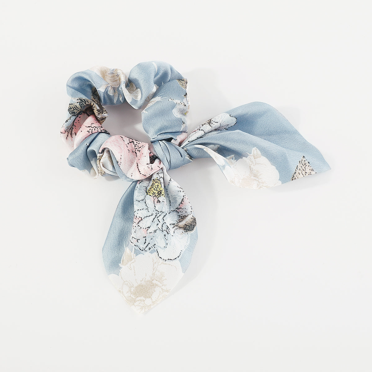 F5961 5 Pcs Floral Bow Ruched Hair Ties Set