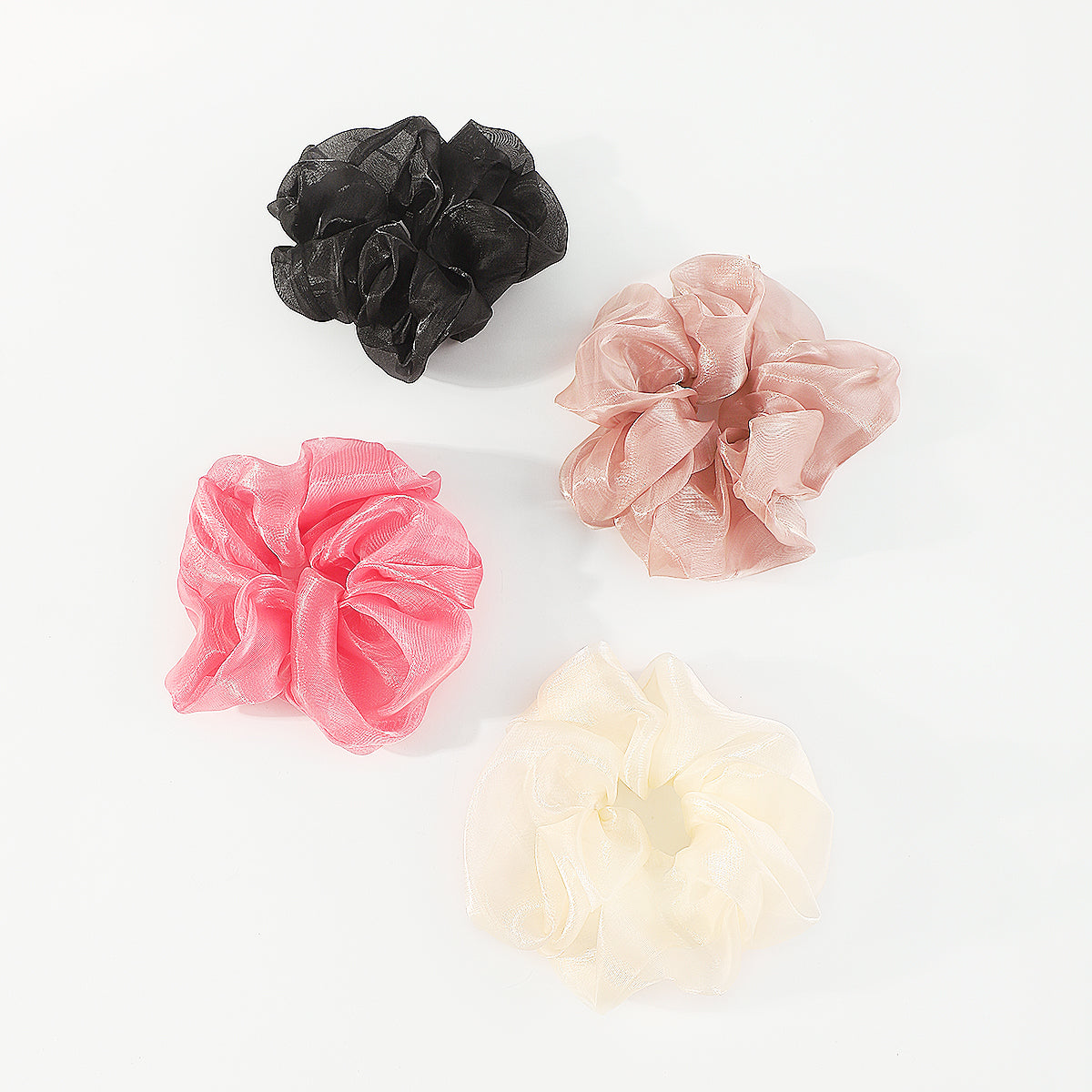 F5967 4 pcs Large Scrunchies Mesh Elastic Hair Ties Set