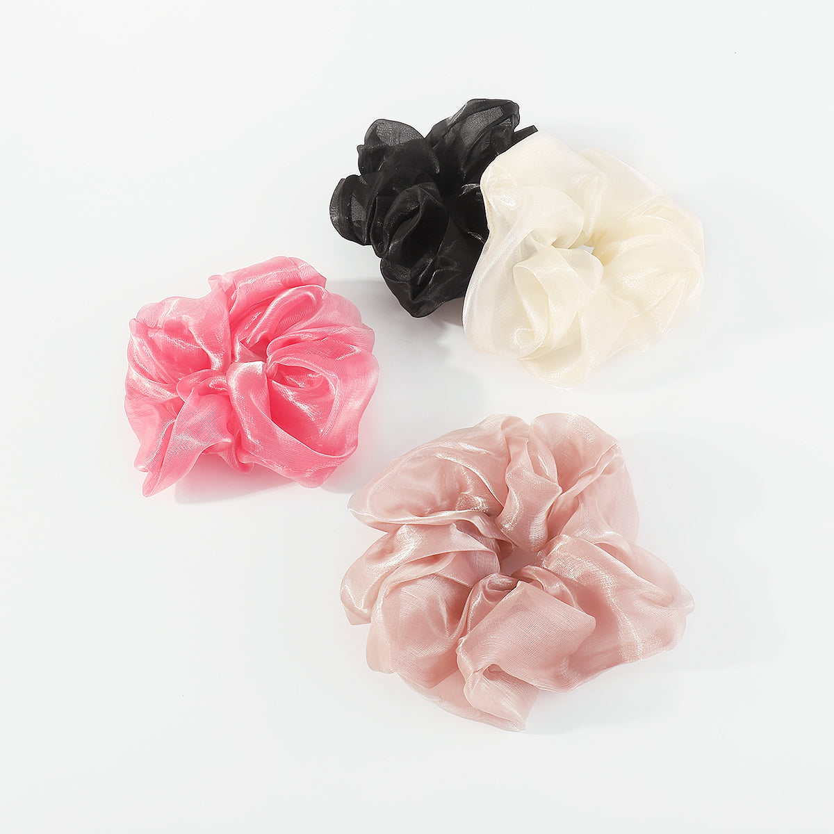 F5967 4 pcs Large Scrunchies Mesh Elastic Hair Ties Set