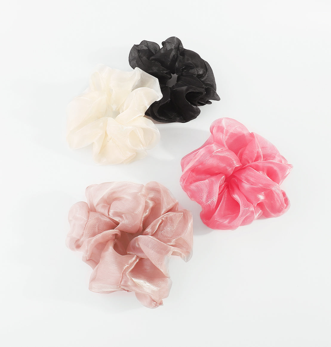 F5967 4 pcs Large Scrunchies Mesh Elastic Hair Ties Set