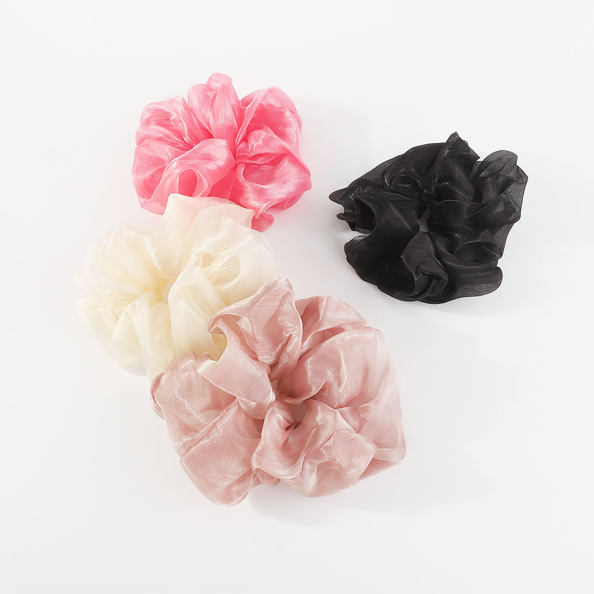 F5967 4 pcs Large Scrunchies Mesh Elastic Hair Ties Set