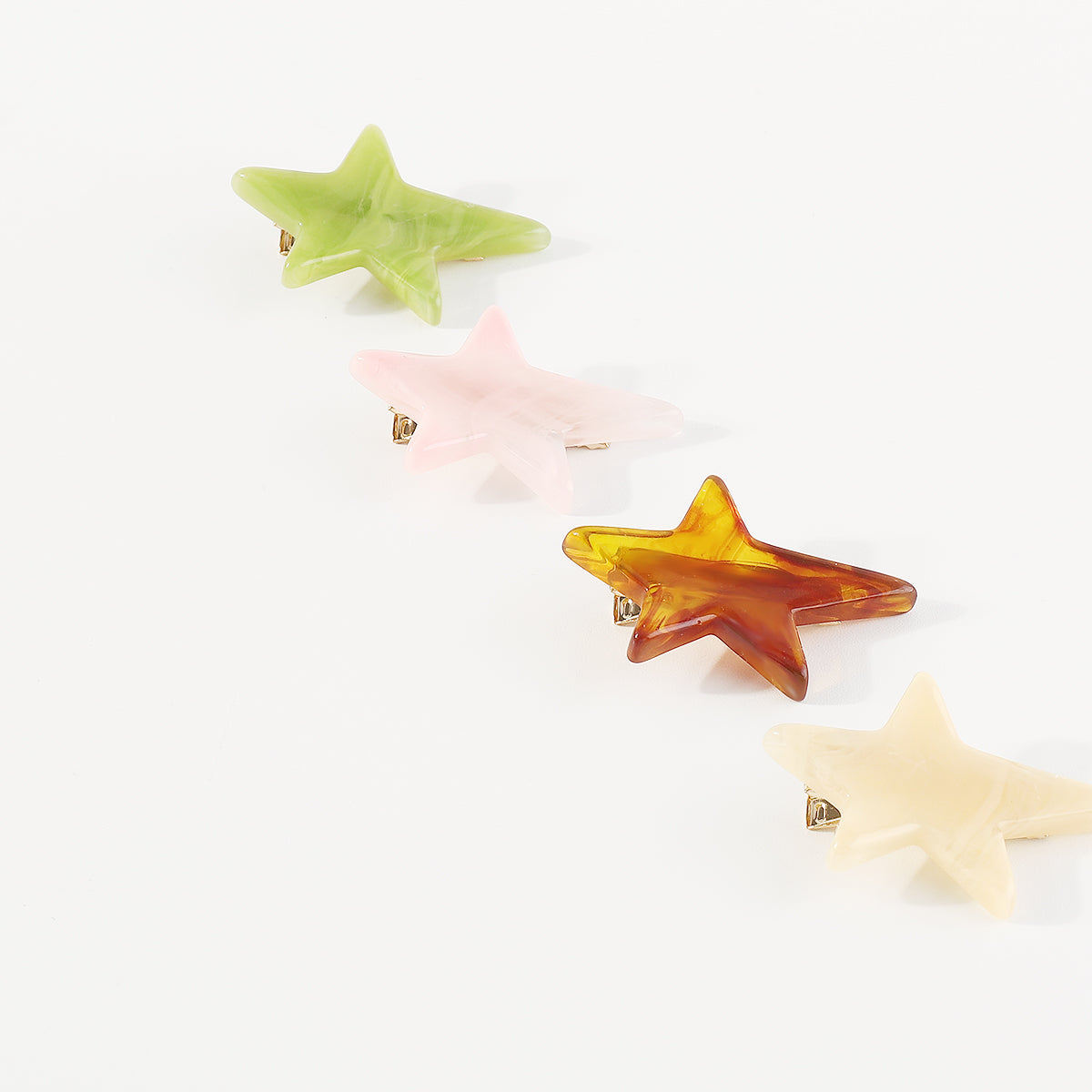 F6044 4pcs Cute Small Acrylic Star Hair Clips Set