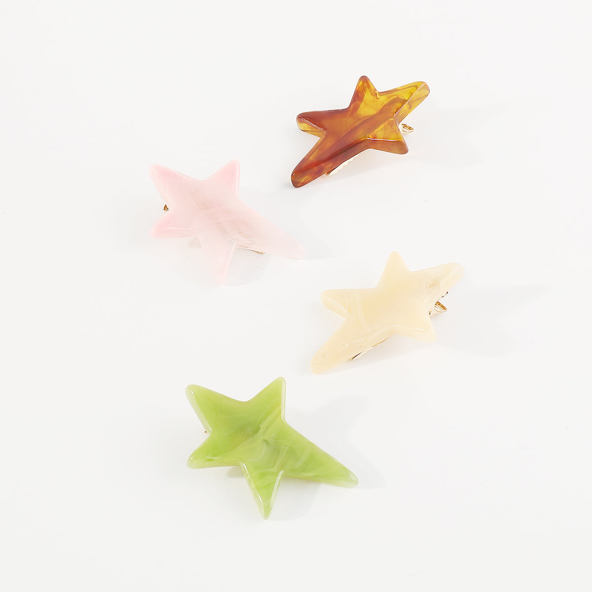 F6044 4pcs Cute Small Acrylic Star Hair Clips Set