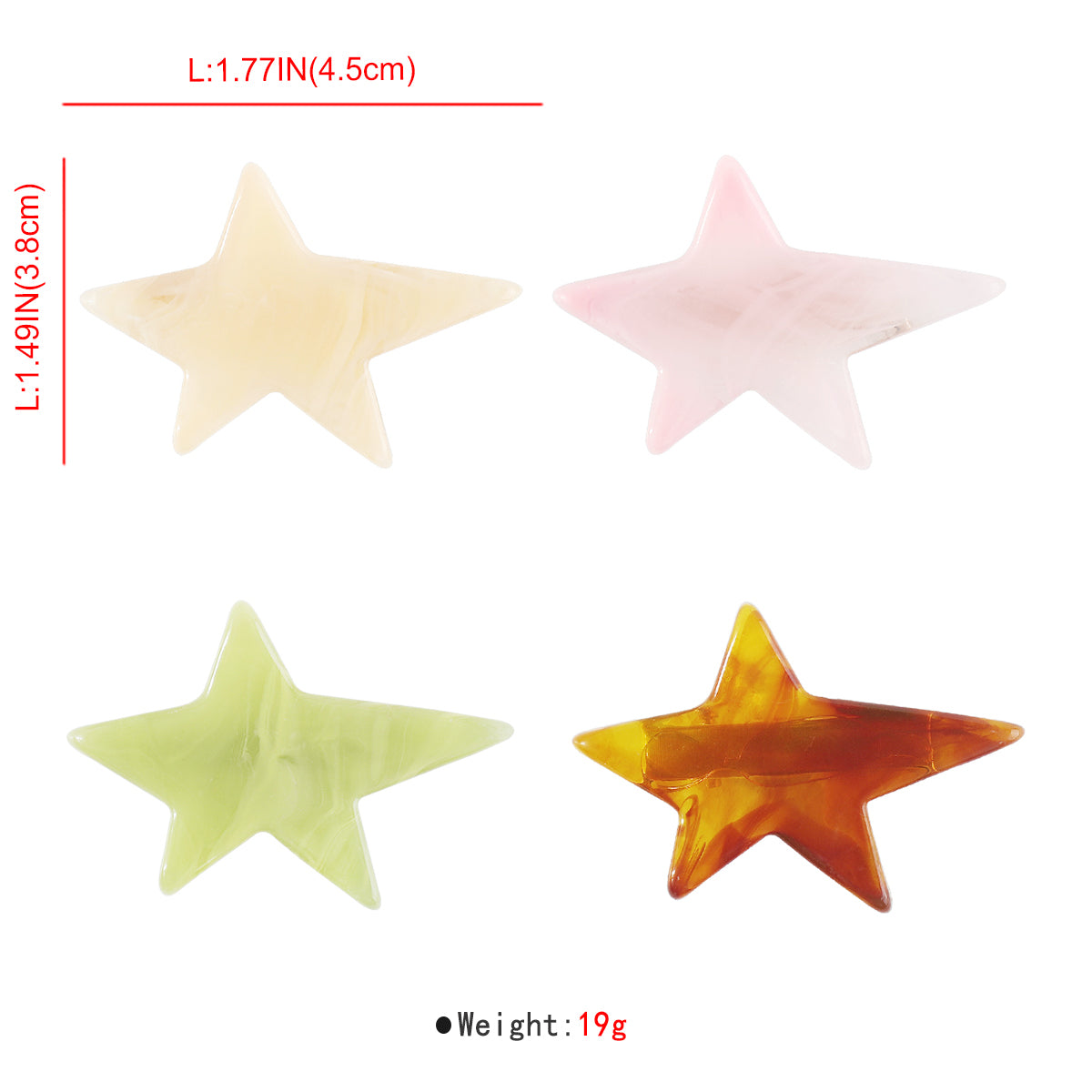 F6044 4pcs Cute Small Acrylic Star Hair Clips Set