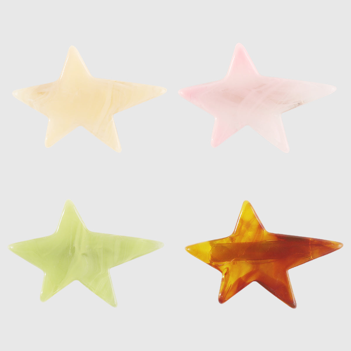 F6044 4pcs Cute Small Acrylic Star Hair Clips Set