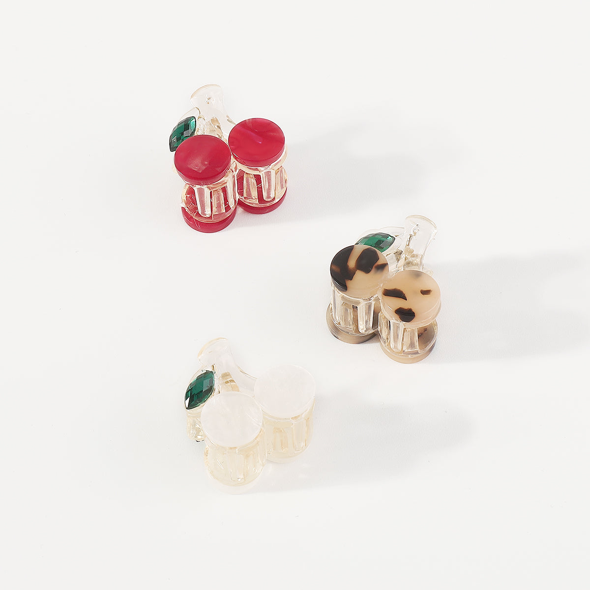 F6045 3pcs Small Acrylic Cute Cherry Hair Clips Set
