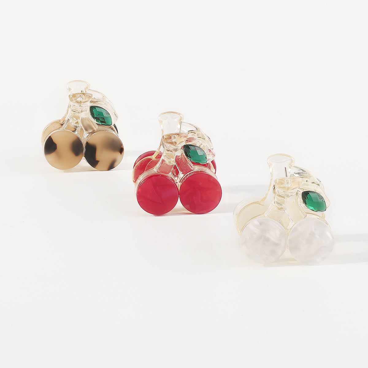 F6045 3pcs Small Acrylic Cute Cherry Hair Clips Set