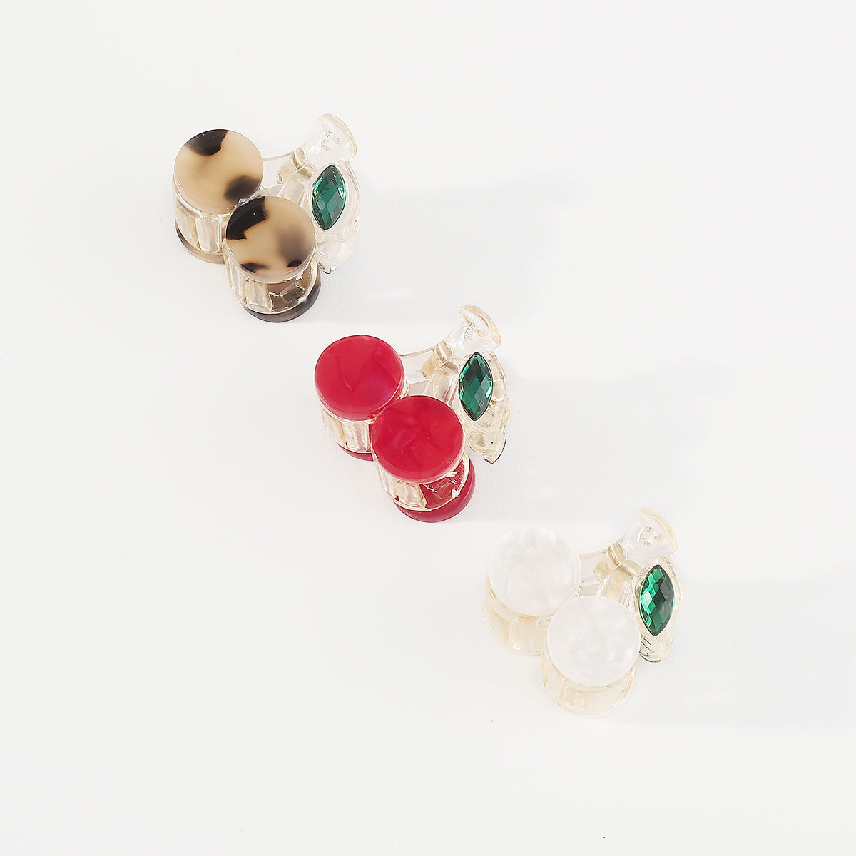 F6045 3pcs Small Acrylic Cute Cherry Hair Clips Set