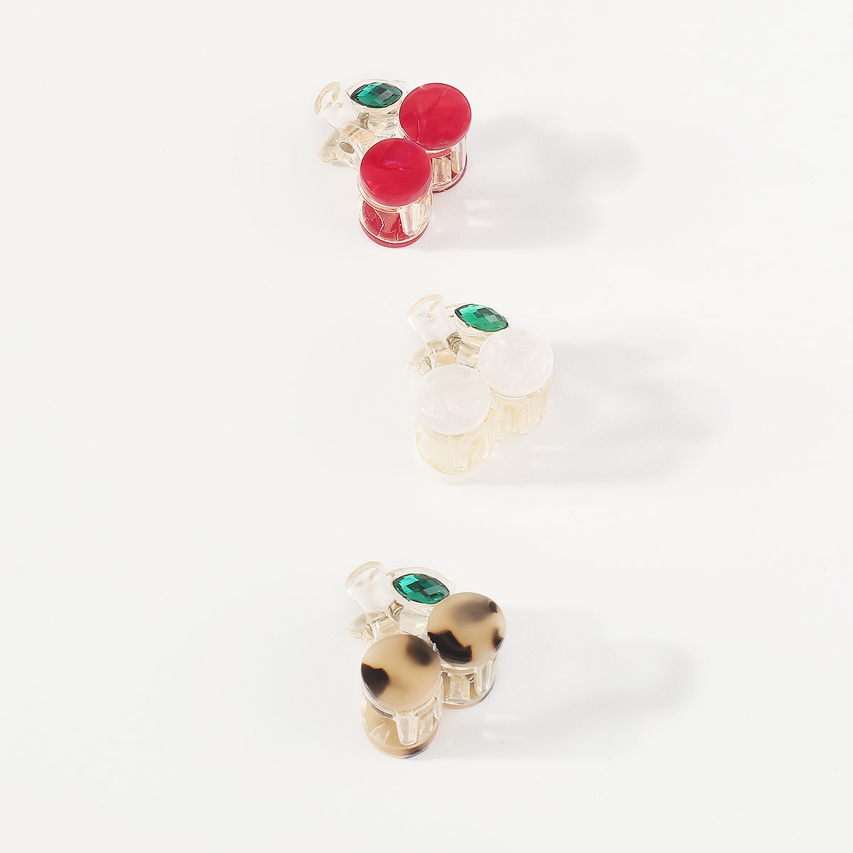 F6045 3pcs Small Acrylic Cute Cherry Hair Clips Set